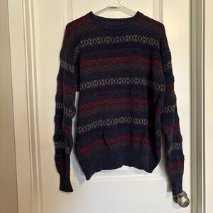 Vintage Savile Row Blue and Red Long Sleeve Sweater - Size Large